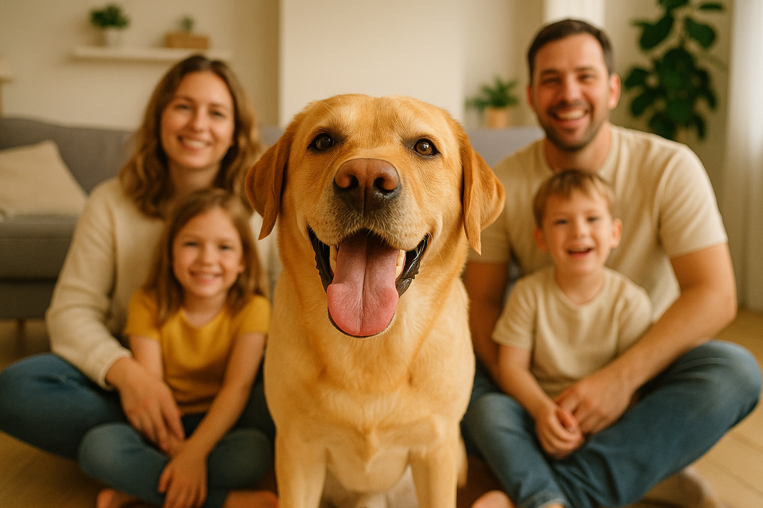 Familia puertorriqueña feliz con su perro - Lazos de amor incondicional y vida familiar